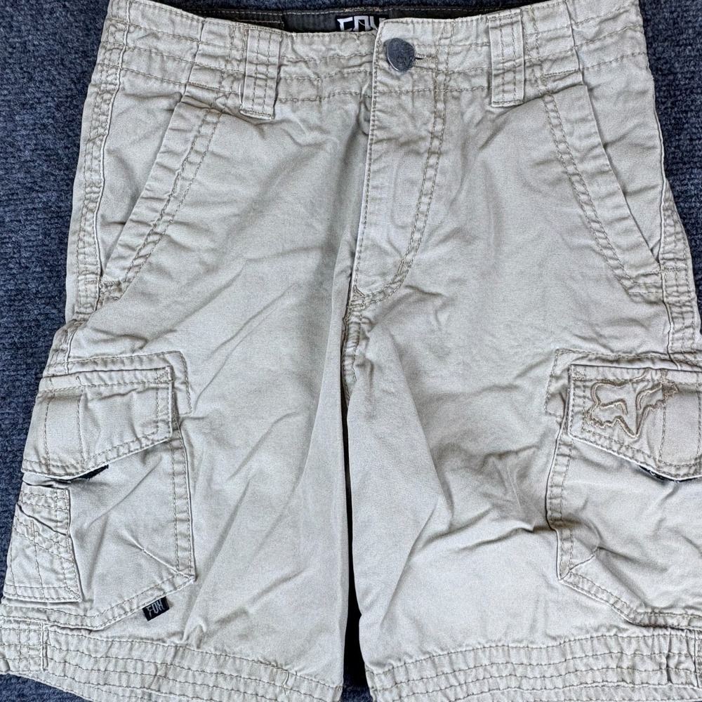 Fox Racing Cargo Shorts Mens 24x6.5 Khaki Tan Logo Cotton Utility Pocket Outdoor
